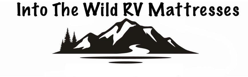 Into the wild RV mattress logo with mountain scene